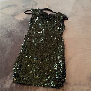 Green sequin mini-dress